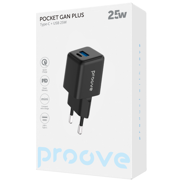 Wall Charger Proove Pocket GaN Plus 25W (Type-C + USB)