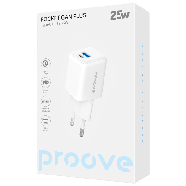 Wall Charger Proove Pocket GaN Plus 25W (Type-C + USB)