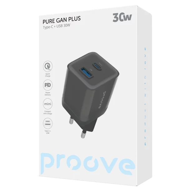 Wall Charger Proove Pure GaN Plus 30W (Type-C + USB) - Photo 1