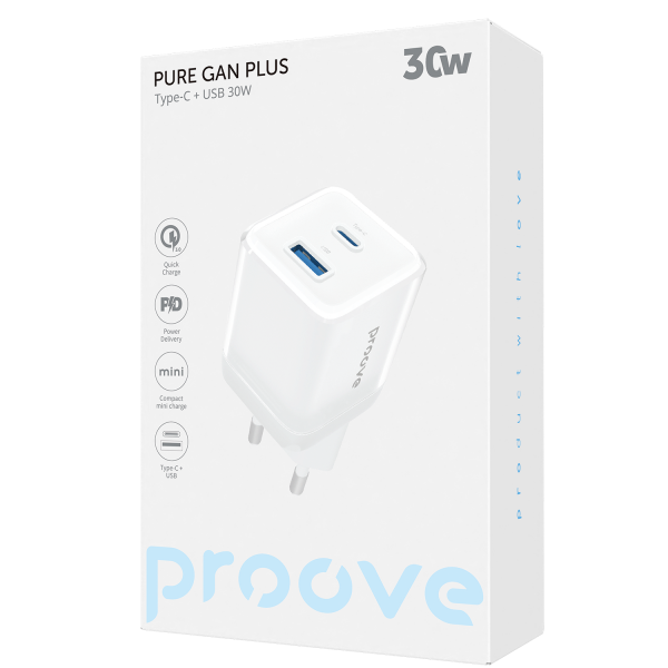 Wall Charger Proove Pure GaN Plus 30W (Type-C + USB)