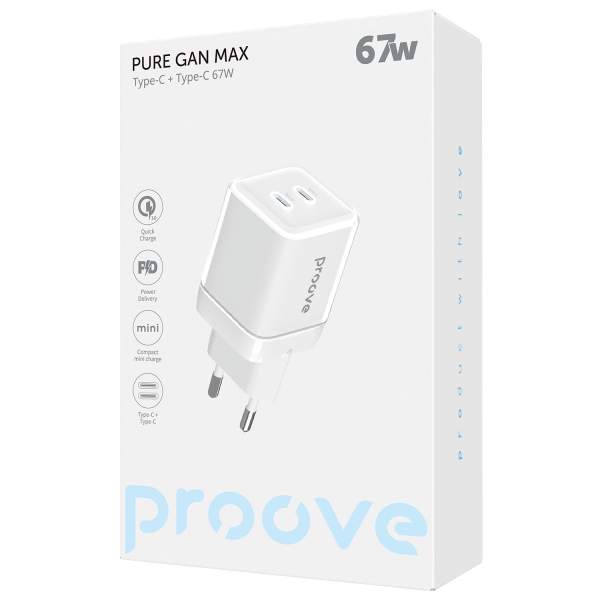 Wall Charger Proove Pure GaN Max 67W (Type-C + Type-C)