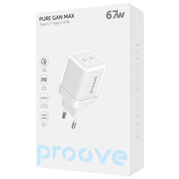 Wall Charger Proove Pure GaN Max 67W (Type-C + Type-C) - Zdjęcie 1
