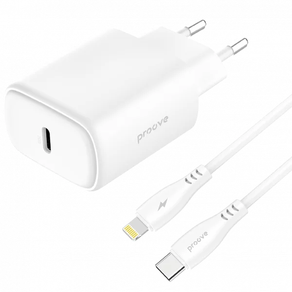 Wall Charger Proove Silicone Power 2 20W (Type-C) + Cable Type-C to Lightning 27W (1m)