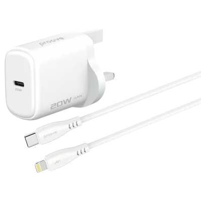 Silicone Power 2 30W (Type-C + USB) + Cable Type-C to Lightning 27W (1m) UK