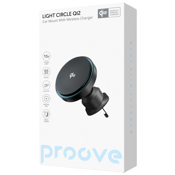 Wireless Charging Car Holder Proove Light Circle Qi2 15W