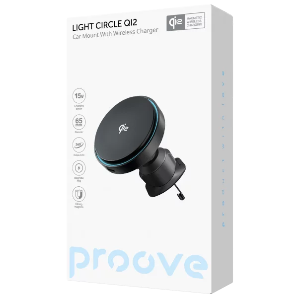 Wireless Charging Car Holder Proove Light Circle Qi2 15W - Photo 1