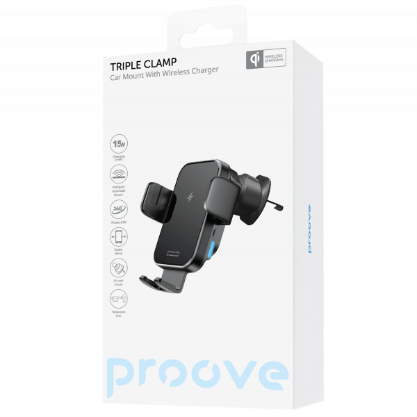Wireless Charging Car Holder Proove Triple Clamp15W
