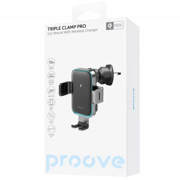 Car holder with wireless charger Proove Triple Clamp Pro 15W - Photo 1