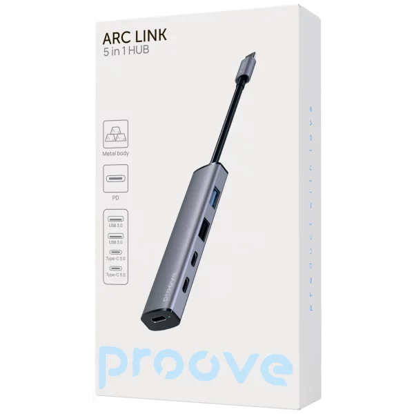 Type-C-HUB Proove Arc Link 5 in 1 (2*USB + 3*Type-C) - Foto 6