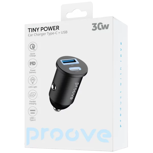 Car Charger Proove Tiny Power 30W (Type-C + USB) - Photo 4