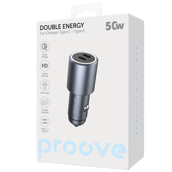 Car Charger Proove Double Energy 50W (Type-C + Type-C)