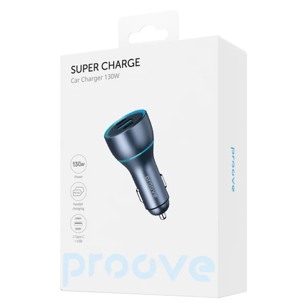 Car Charger Proove Super Charge 130W (2 Type-C + USB) - Photo 4