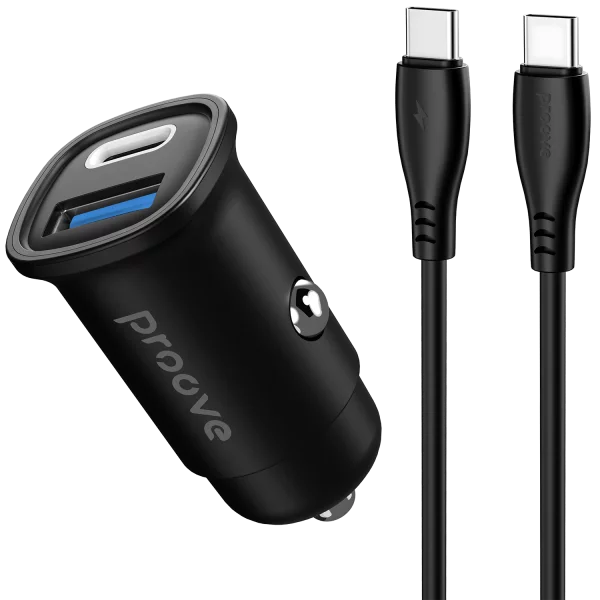 Car Charger Proove Flash 30W (Type-C + USB) + Cable  Type-C to Type-C