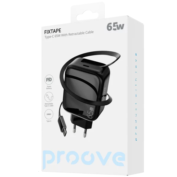 Wall Charger Proove Fixtape Type-C 65W With Retractable Cable - Photo 3