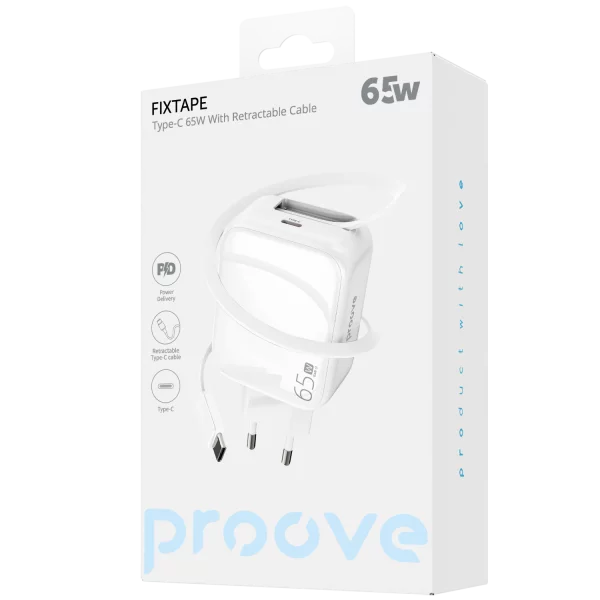 Wall Charger Proove Fixtape Type-C 65W With Retractable Cable - Photo 3