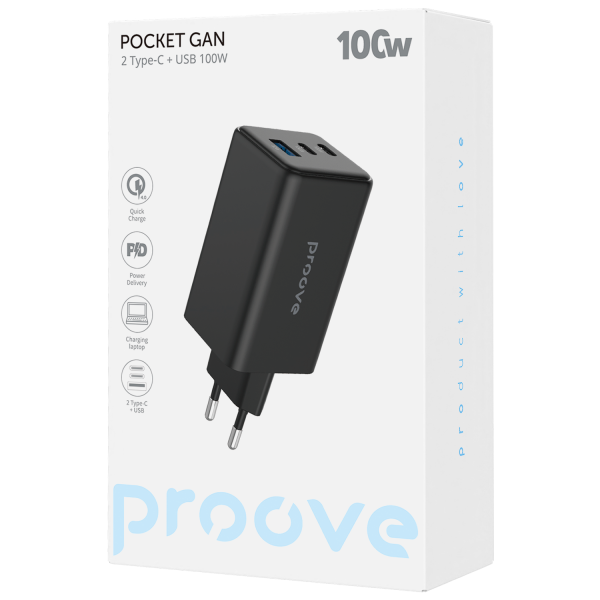 Wall Charger Proove Pocket GaN Max 100W (2*Type-C + USB)