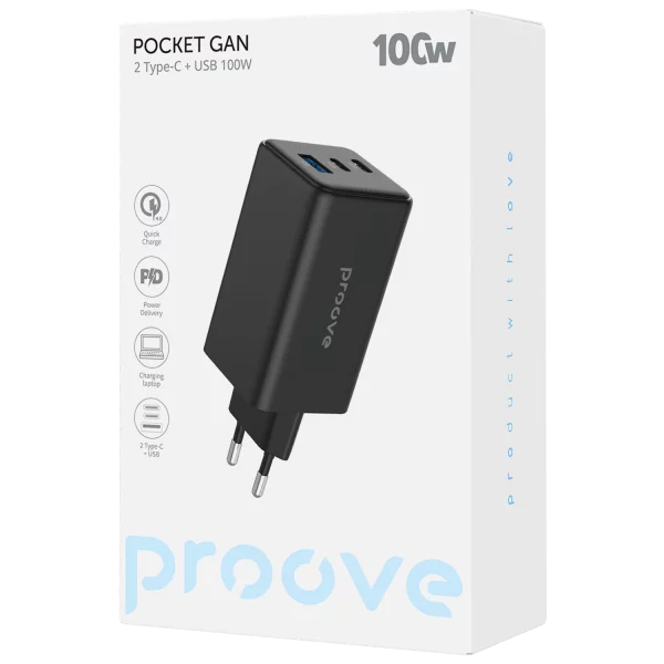 Wall Charger Proove Pocket GaN Max 100W (2*Type-C + USB) - Photo 1