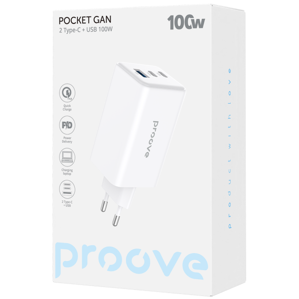 Wall Charger Proove Pocket GaN Max 100W (2*Type-C + USB)
