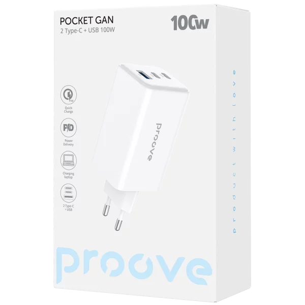 Wall Charger Proove Pocket GaN Max 100W (2*Type-C + USB) - Photo 1