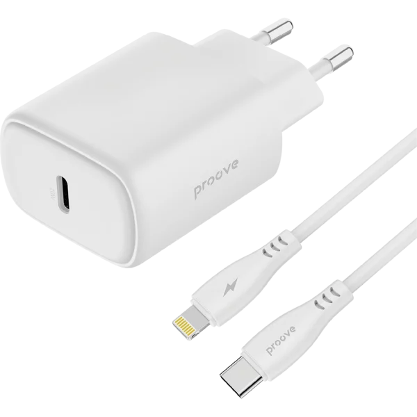Wall Charger Proove Silicone Power 2 20W (Type-C) + Cable Type-C to Lightning 27W (1m)