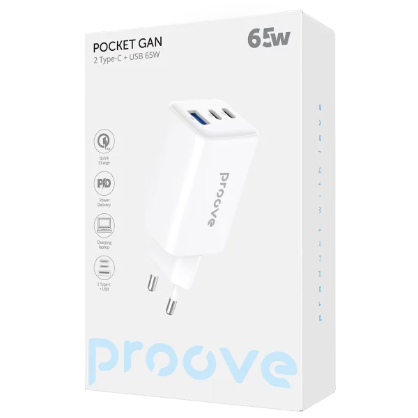 Wall Charger Proove Pocket GaN 65W (2*Type-C + USB) - Photo 1