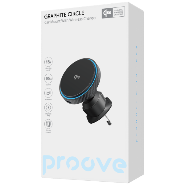 Wireless Charging Car Holder Proove Graphite Circle Qi2 15W