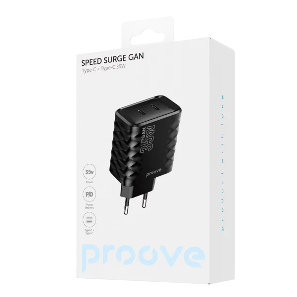 Wall Charger Proove Speed Surge Gan 35W (Type-C + Type-C) - Photo 1