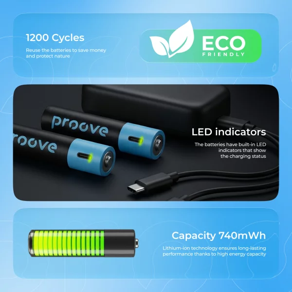 Rechargeable batteries Proove Compact Energy AAA 2 pcs - Photo 3