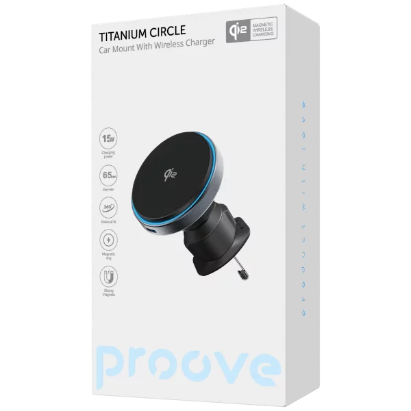 Car Holder with wireless charger Proove Titanium Circle Qi2 - Photo 1