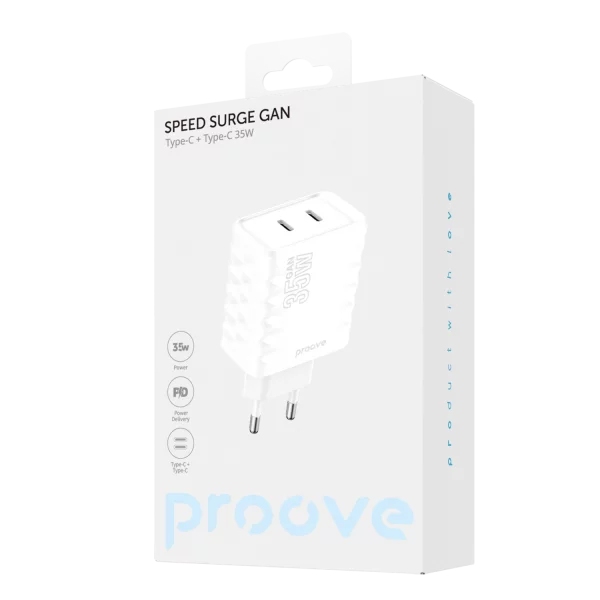 Wall Charger Proove Speed Surge Gan 35W (Type-C + Type-C) - Photo 1