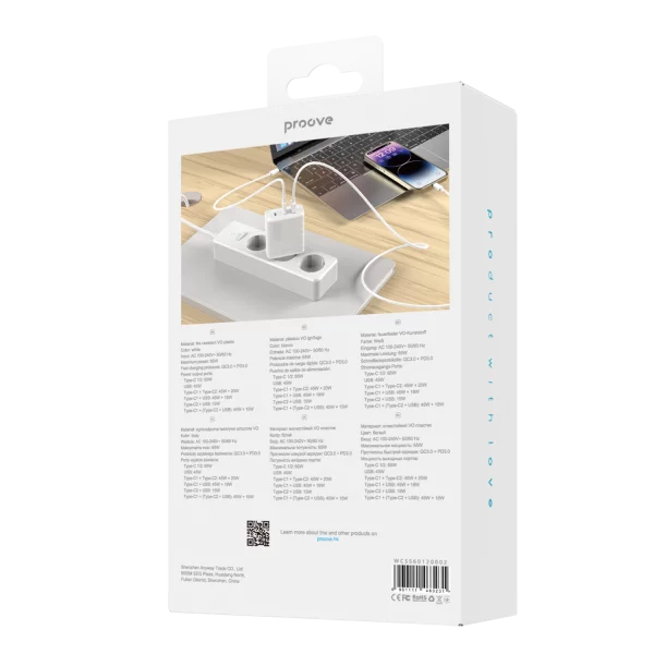 Wall Charger Proove Speed Surge Gan 65W (USB + 2 Type-C) - Foto 2
