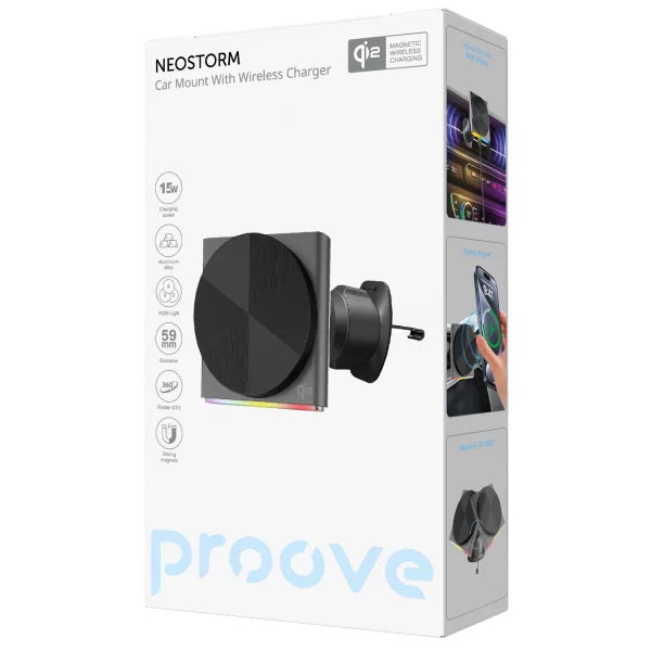 Car Mount With Wireless Charger Proove Neostorm QI2 15W - Photo 1