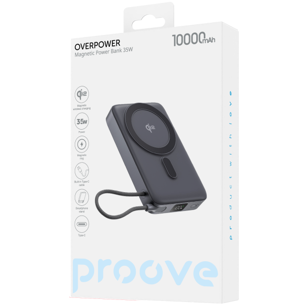 Power Bank Proove OverPower 35W 10000mAh Qi2 With Integrated Charging Cable Type-C