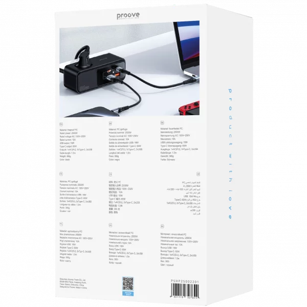 Power Strip Proove Homester Pro 65W (3AC + 2 Type-C + 2 USB) 1.5m - Photo 3