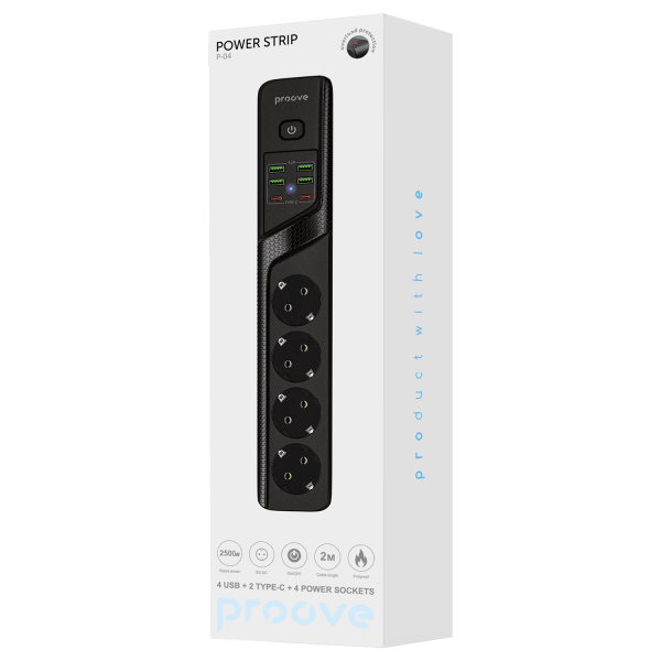 Proove Power Socket P-04 (4 sockets + 4 USB + 2 Type-C) 2М