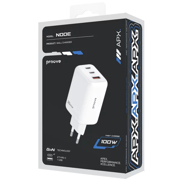 Wall Charger Proove APX Node 100W GaN (2*Type-C +USB) - foto 1