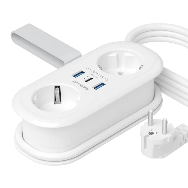 Power Strip Proove Supercoil 20W (2AC + 1 Type-C + 2 USB) 1.5m