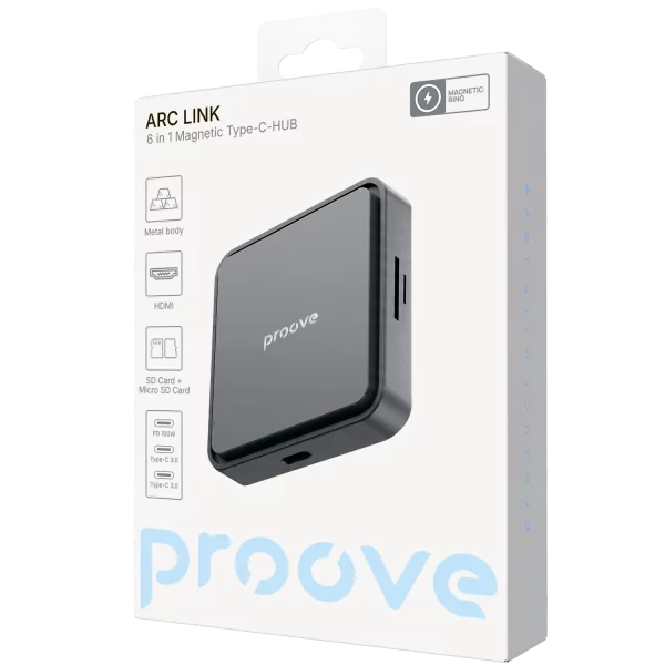 Magnetic Type-C-HUB Proove Arc Link 6 in 1 (HDMI + 3*Type-C3.0 + SD Card + Micro SD Card) - photo 1