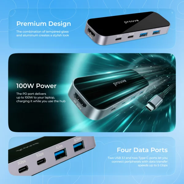 Type-C-HUB Proove Shadow (2*USB3.0 + Type-C + PD100W + HDMI) - photo 5