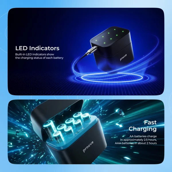 Battery Charger Kit Proove Compact Station 8pcs (4xAAA + 4xAA) - photo 3