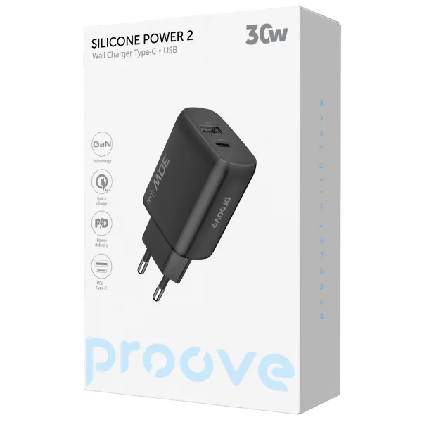 Wall Charger Proove Silicone Power 2 30W (Type-C + USB) - Photo 1