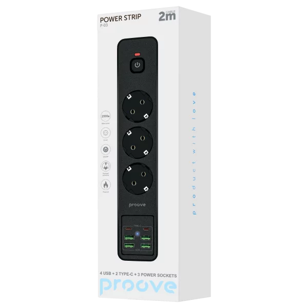 Power Strip Proove Power Socket P-03 (3 sockets + 4 USB + 2 Type-C) 2М - Zdjęcie 5