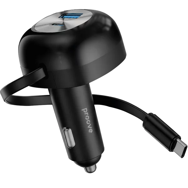 Car Charger Proove Pulsar (Type-C + USB) + Retractable Type-C Cable