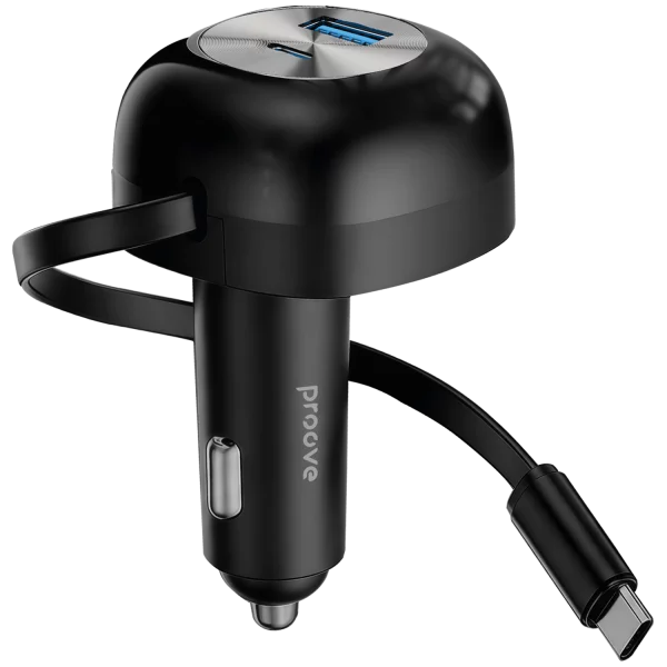Car Charger Proove Pulsar (Type-C + USB) + Retractable Type-C Cable - photo 2