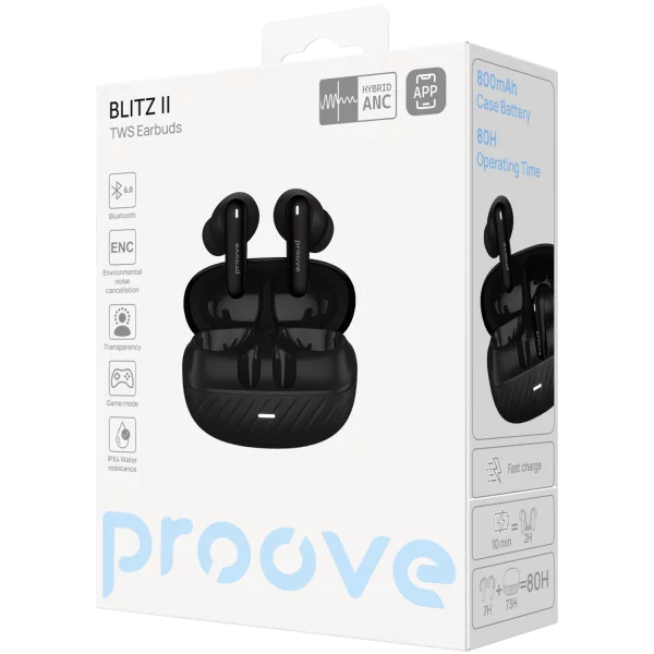 Wireless Earphones Proove Blitz II TWS with Hybrid ANC (APP) - foto 3