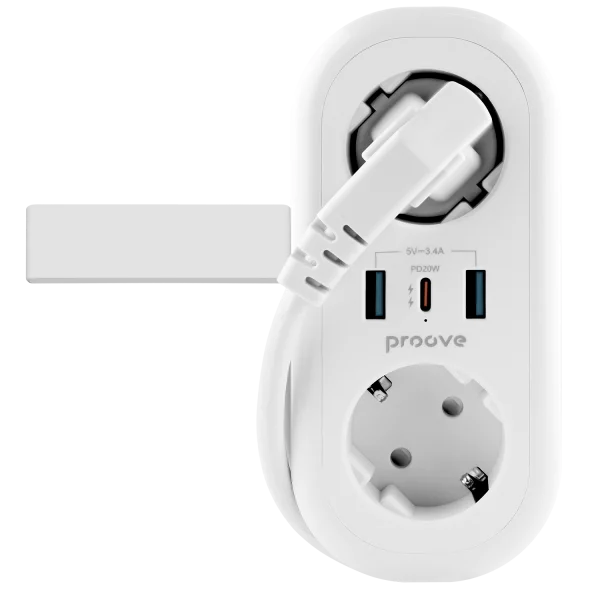 Power Strip Proove Supercoil 20W (2AC + 1 Type-C + 2 USB) 1.5m - Photo 4
