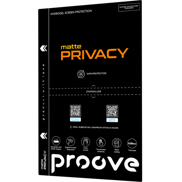 Protective hydrogel film Proove Hydrogel Screen Protection PRIVACY Matte - Photo 1