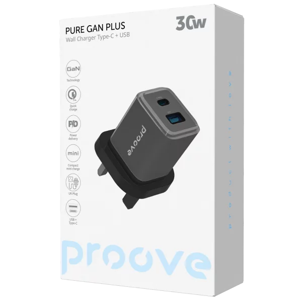 Wall Charger Proove Pure GaN Plus 30W (Type-C + USB) UK - Photo 1