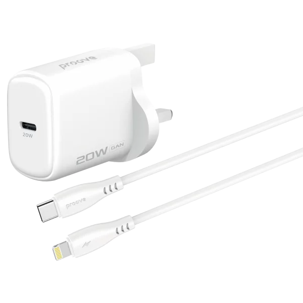 Wall Charger Proove Silicone Power 2 20W (Type-C) + Cable Type-C to Lightning 27W (1m) UK