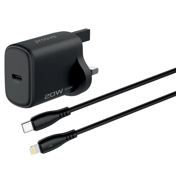 Wall Charger Proove Silicone Power 2 20W (Type-C) + Cable Type-C to Lightning 27W (1m) UK